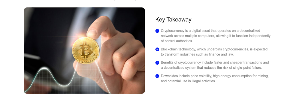 EquityGates section about cryptocurrency showing Bitcoin and blockchain insights