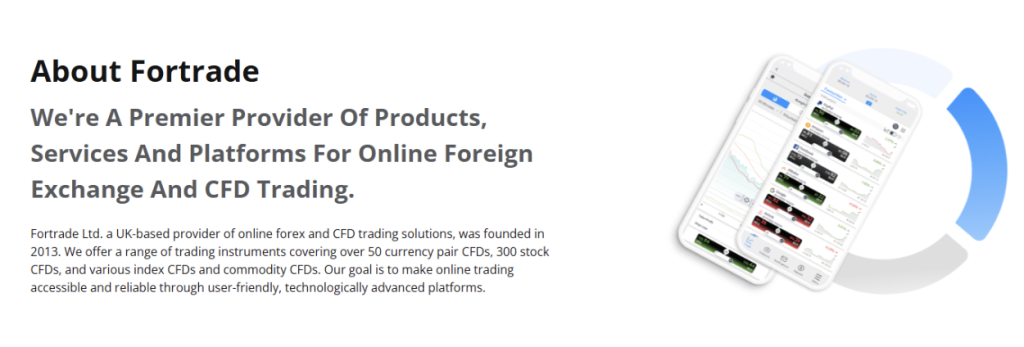 Fortrade About section with features
