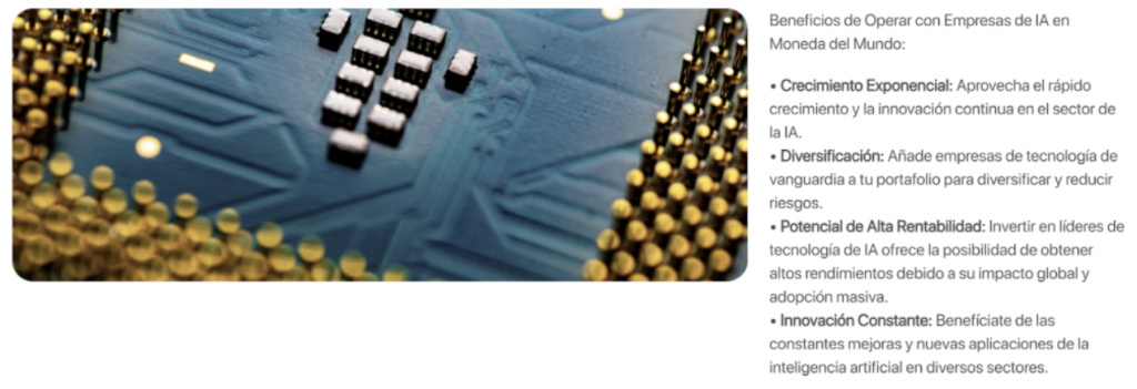 Interfaz de herramientas de inteligencia artificial en Moneda Del Mundo